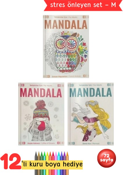 Yetişkinler Için Mandala Boyama Kitabı Büyükler Için Mandala Terapi Seti - M2