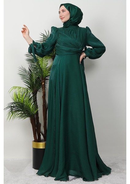 Zambak Ipek Abiye Zümrüt