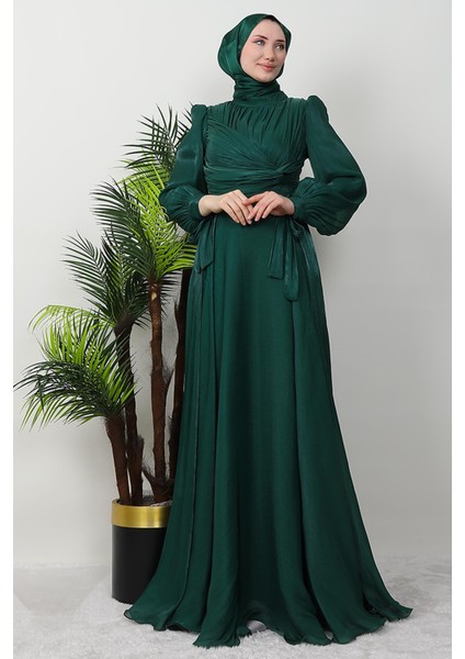 Zambak Ipek Abiye Zümrüt modelleri