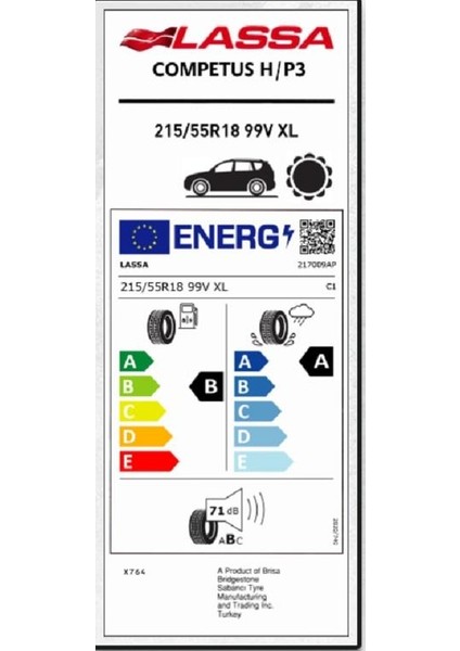 215/55R18 99V Xl Competus H/p 3 Oto Yaz Lastiği ( Üretim : 2024 )
