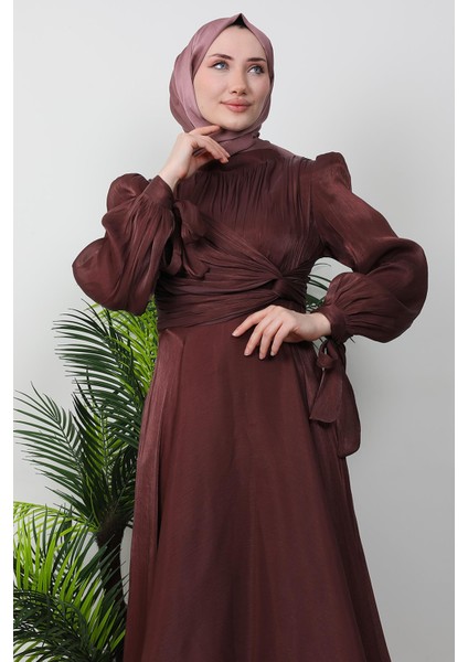 Zambak Ipek Abiye Gül Kahve indirimleri