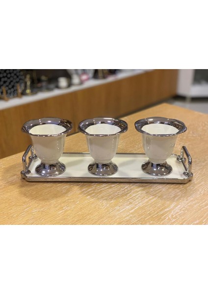 Safıra Gümüş Tepsili 4 Parça Sosluk/Reçellik