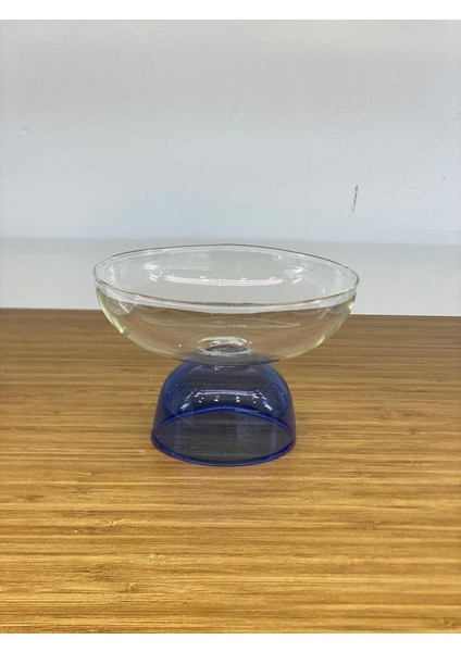 Cam Mavi Ayaklı Kase/Dondurmalık 250 Ml