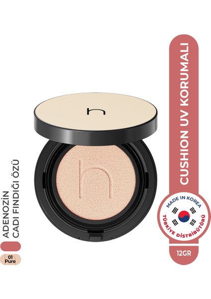 Uzun Süre Kalıcı Zero Fit Cushion Kore Fondöten Doğal Bitişli SPF50+ PA++++ Güneş Koruyucu 12g Pure