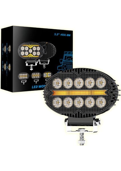 Off Road Sis Farı 5,5 Inç Selamlamalı Çakar Ikaz Gündüz LED 2 Mod Projektör Çalışma Lambası 12/24 V