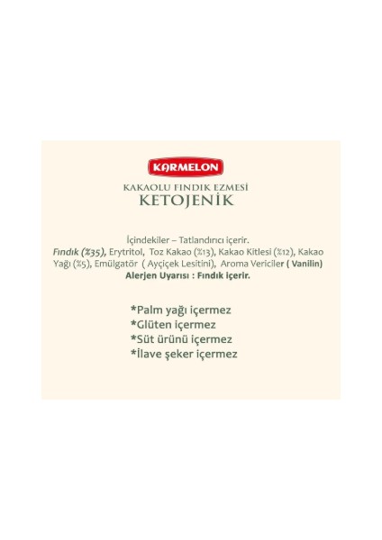 Ketojenik Kakaolu Fındık Ezmesi 330 gr x 2 Adet