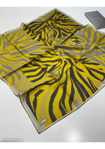 Twill Ipek Eşarp Sarı, Gri