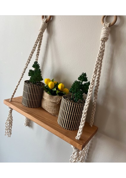 Çift Askılı Ahşap Raf – Doğal & Şık Duvar Dekoru -El Yapımı Rustik Dekoratif Duvar Rafı fırsatları