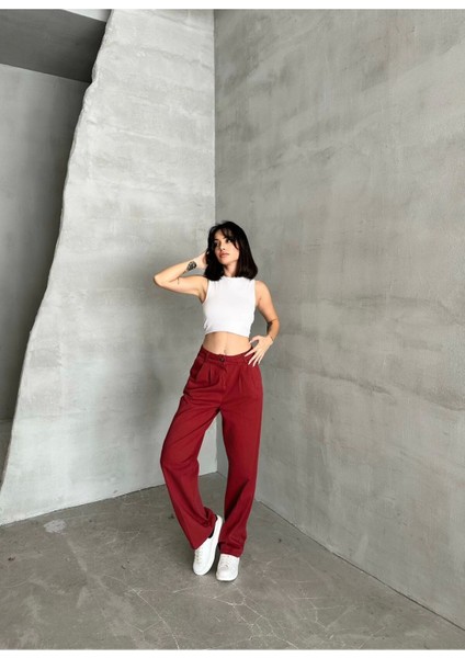 Süper Yüksek Bel Likralı Kar Yıkamalı Geniş Paça Kot Pantolon (Wide Leg)