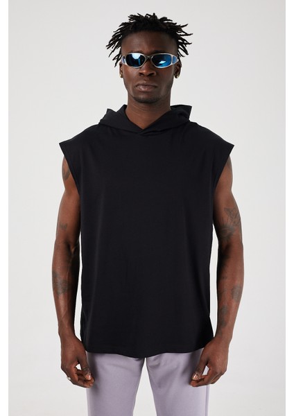 Scorp Bounce Erkek Kapüşonlu Kolsuz Sweatshirt Siyah