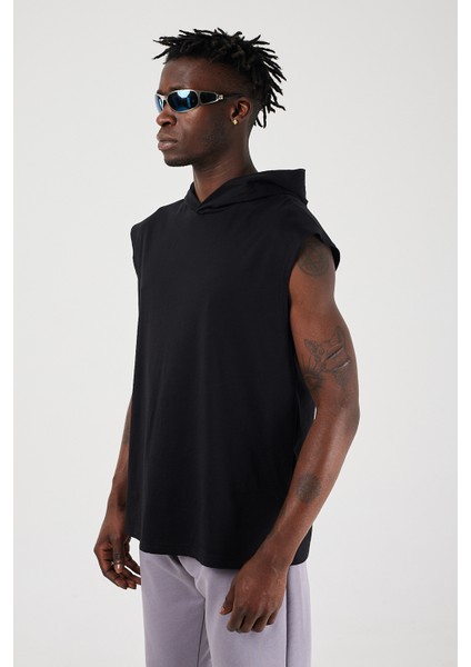 Scorp Bounce Erkek Kapüşonlu Kolsuz Sweatshirt Siyah