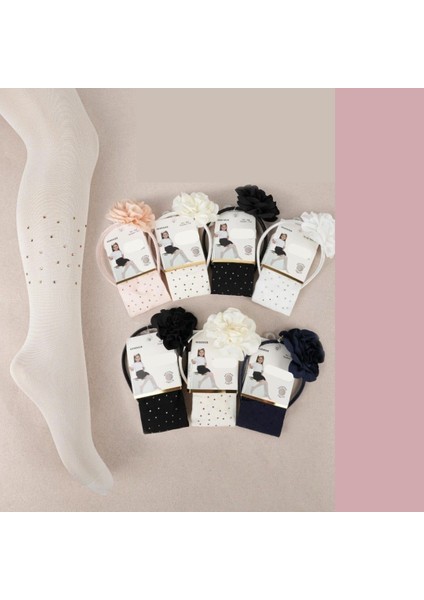 Damla Görünümlü Külotlu Çorap Kız Çocuk Taç Setli