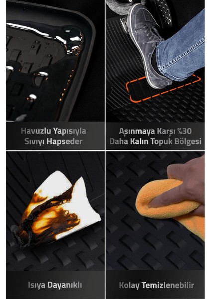 Renault Express Combi 2021+ Uyumlu Sahler Araca Özel 4.5d Havuzlu Oto Paspas