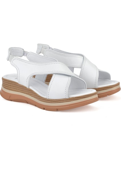 Kadın Deri Dolgu Topuk Sandalet 1511020Z2562 Beyaz fiyatları