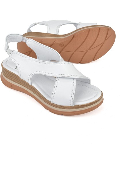 Kadın Deri Dolgu Topuk Sandalet 1511020Z2562 Beyaz fırsatları