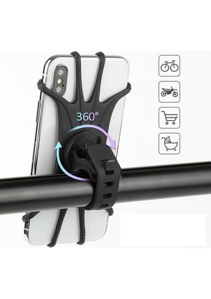 Universal Bisiklet Motosiklet Çocuk Arabası Silikon 360 Derece Telefon Tutucu Tüm Modellerle Uyumlu