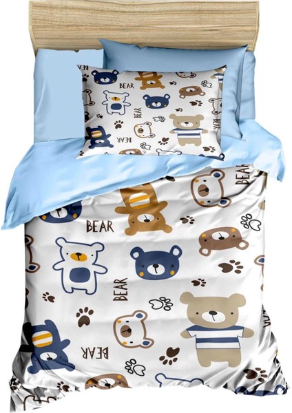Dijital Baskılı 3D Pamuklu Yenidoğan Bebek Nevresim Takımı Bear Toy Blue modelleri