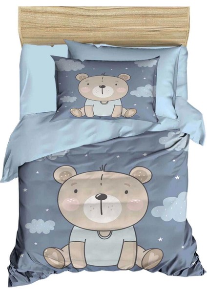 Dijital Baskılı 3D Pamuklu Yenidoğan Bebek Nevresim Takımı Blue Bear modelleri