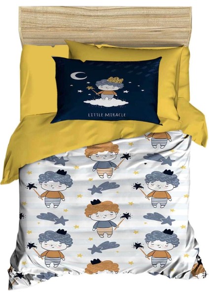 Dijital Baskılı 3D Pamuklu Yenidoğan Bebek Nevresim Takımı Little Miracle White