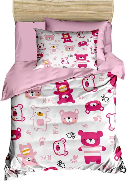 Dijital Baskılı 3D Pamuklu Yenidoğan Bebek Nevresim Takımı Bear Toy Pink modelleri