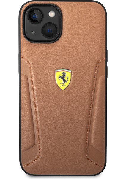 iPhone 14 Kılıf Ferrari Orjinal Lisanslı Deri Kenarları Damgalı Dizayn Kapak Kahverengi fiyatları