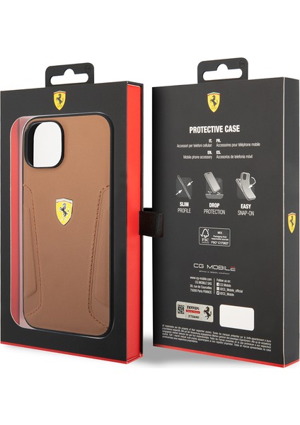 iPhone 14 Kılıf Ferrari Orjinal Lisanslı Deri Kenarları Damgalı Dizayn Kapak Kahverengi indirimleri