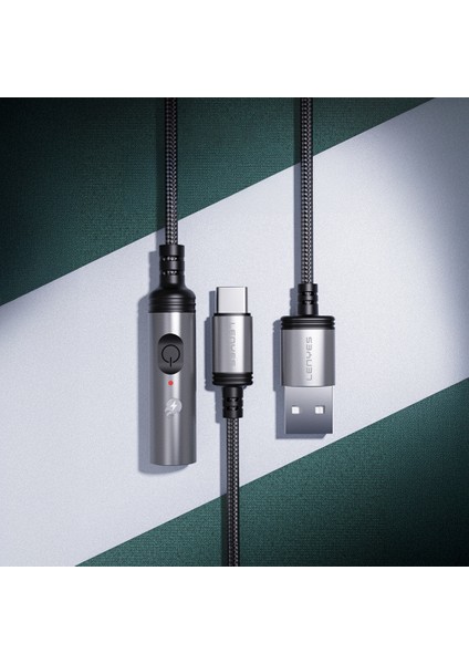 Type-C Portlu Elektronik Çakmak Lenyes LC110-TC Bükülme ve Aşınmaya Dayanıklı 30CM Gri