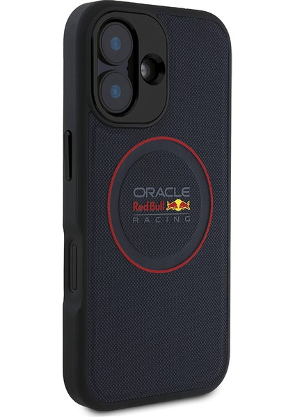 iPhone 16 Kılıf Redbull Lisanslı Magsafe Uyumlu Kırmızı Halka ve Logolu Pu Deri Kapak Lacivert fiyatları
