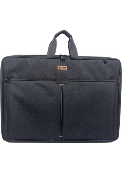 Askılı, Fermuarlı 35X50 Resim Çantası Su Geçirmez Ketenli Kumaş 35X50 Proje Çantası Körüklü Çift Bölme Siyah