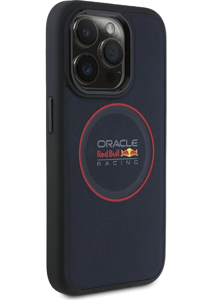 iPhone 15 Pro Max Kılıf Redbull Lisanslı Magsafe Uyumlu Kırmızı Halka ve Logolu Deri Kapak Lacivert fiyatları