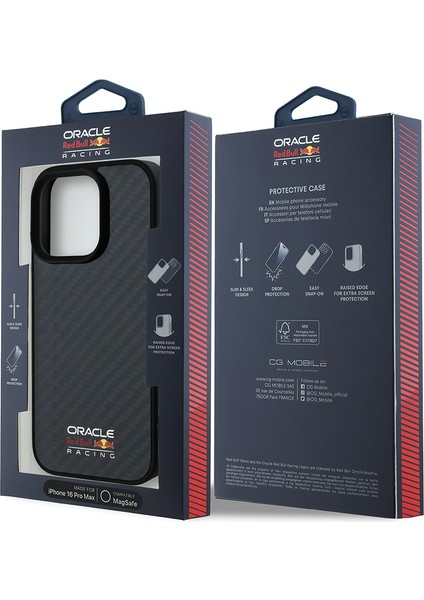iPhone 16 Pro Max Kılıf Redbull Lisanslı Magsafe Uyumlu Karbon Fiber Parlayan Logolu Kapak Siyah indirimleri