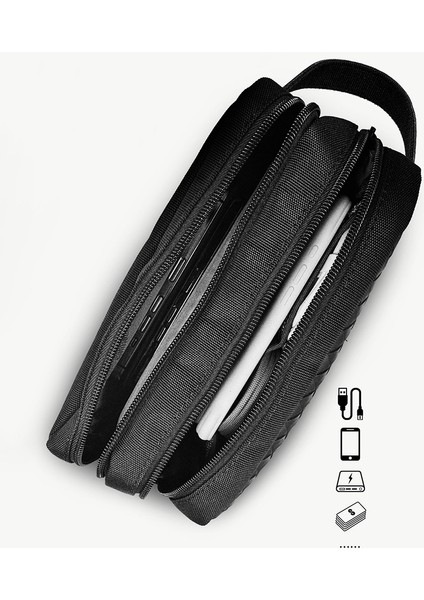 LB551 Voyagers Serisi 1200D Polyester Kumaş Bilek Askı Kayışlı Mobil Aksesuar El Çantası modelleri