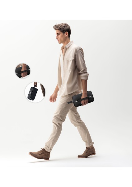 LB551 Voyagers Serisi 1200D Polyester Kumaş Bilek Askı Kayışlı Mobil Aksesuar El Çantası fırsatları