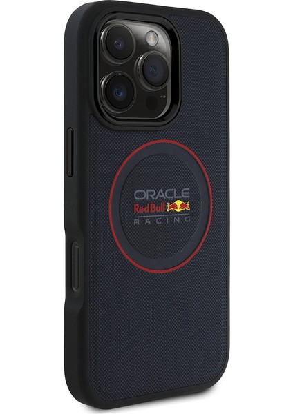 iPhone 16 Pro Kılıf Redbull Lisanslı Magsafe Uyumlu Kırmızı Halka ve Logolu Pu Deri Kapak Lacivert fiyatları