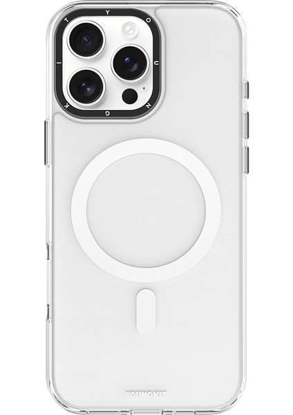 iPhone 16 Pro Kılıf Magsafe Uyumlu Cam Arka Yüzey Tpu Youngkit Gemstone Serisi Kapak Şeffaf