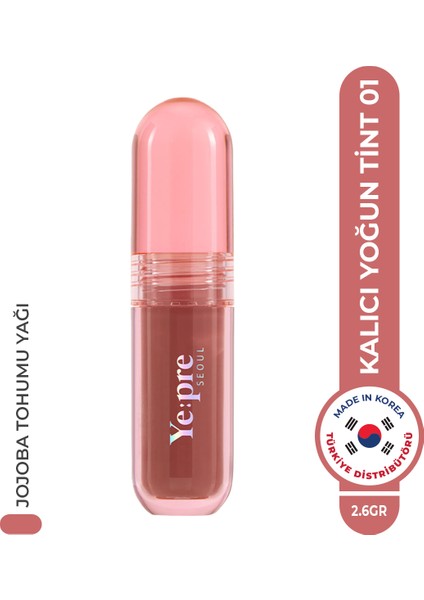 Gün Boyu Kalıcı, Kadife Dokulu, Mat, Kore Lip Tint – Pretty Water Velvet Tint 2.6g 01 Nude Beige