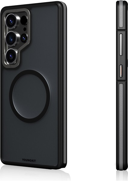 Galaxy S25 Ultra Kılıf Magsafe Uyumlu Youngkit Rock Sand Serisi Kapak Siyah