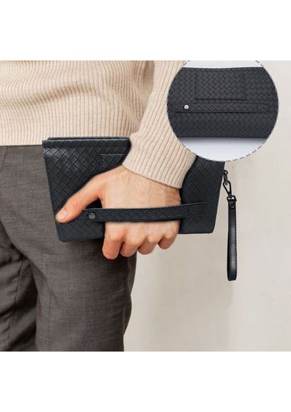 LB531 Brett Dokuma Pu Mat Deri Bilek Tasarımlı Çizilmeye Dayanıklı Aksesuar El Çantası Siyah modelleri