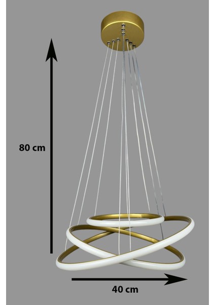 Rings Modern Tasarım Eskitme Renk - Yatak Odası - Salon - Çocuk Odası - Mutfak Beyaz LED 3 Lü Avize fiyatları