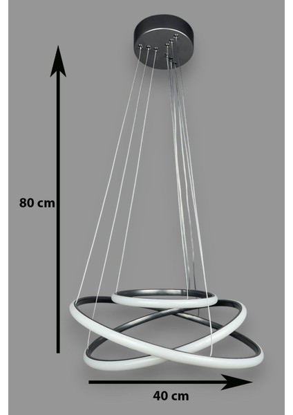 Rings Modern Tasarım Gri Renk - Yatak Odası - Salon - Çocuk Odası - Mutfak Beyaz LED 3 Lü Avize fiyatları