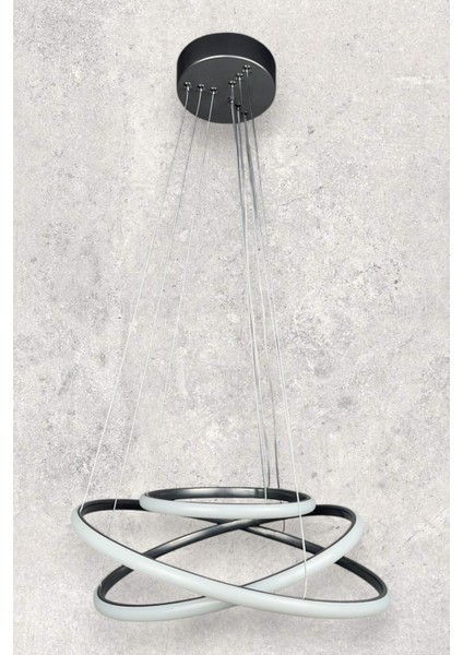 Rings Modern Tasarım Gri Renk - Yatak Odası - Salon - Çocuk Odası - Mutfak Beyaz LED 3 Lü Avize modelleri