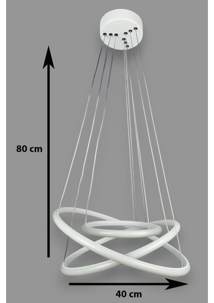 Rings Modern Tasarım Beyaz Renk - Yatak Odası - Salon - Çocuk Odası - Mutfak Beyaz LED 3 Lü Avize fiyatları