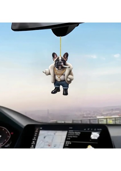 Cool Pug Akrilik 2 Boyutlu Dikiz Aynası Süsü 8X6CM