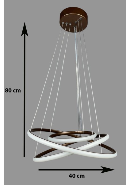 Rings Modern Tasarım Kahverengi - Yatak Odası - Salon - Çocuk Odası - Mutfak Beyaz LED 3 Lü Avize fiyatları