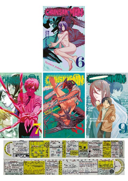 Chainsaw Man 6. 7. 8. 9. Ciltler Manga Seti (Matematik Öğreten Cetvel) - Tatsuki Fujimoto
