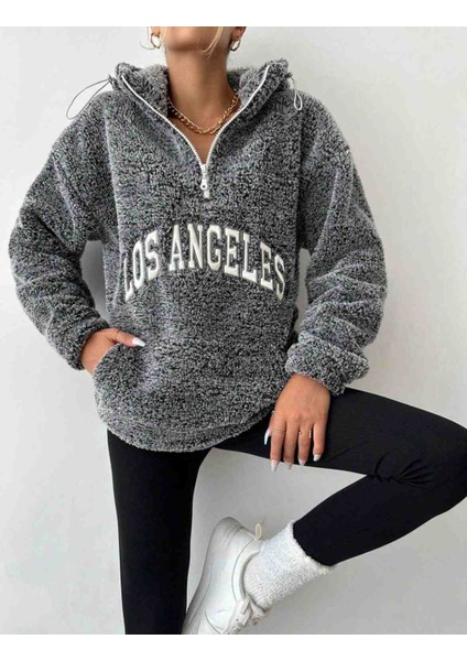 Kadın Kapüşonlu Peluş Sweat