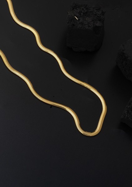 Ünisex Balıksırtı 14 Ayar Altın Zincir Kolye 45 cm