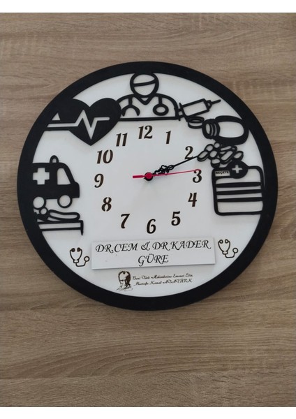 Doktor (Hekim) Lere Özel Isim Yazılı Kalıteli ve Şık Hediye Duvar Saati