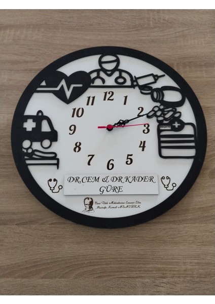 Doktor (Hekim) Lere Özel Isim Yazılı Kalıteli ve Şık Hediye Duvar Saati