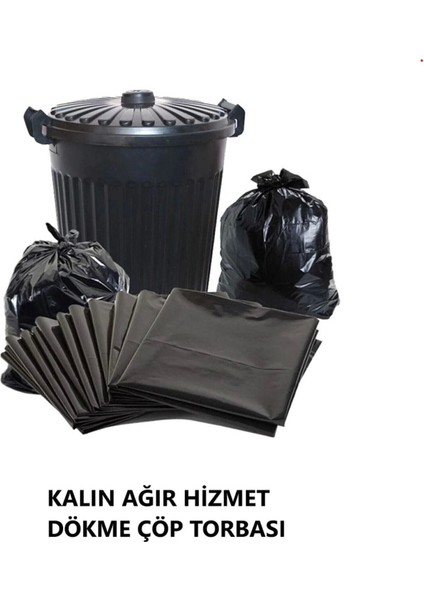 20 kg Dökme Çöp Torbası 80X110 cm Ağır Hizmet Kalın Çöp Poşeti Jumbo Boy Siyah Renkli